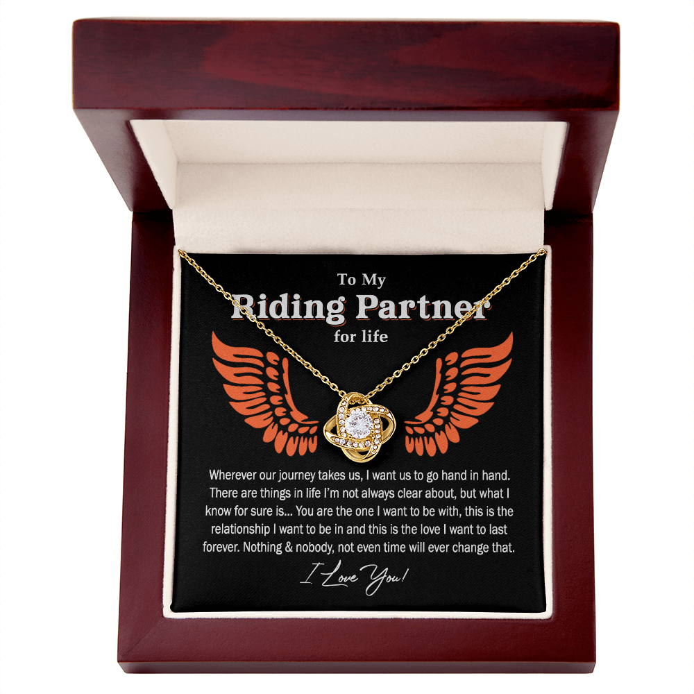 To My Riding Partner For Life Gift Necklace, Gift Necklace for Biker Woman, Motorcycle Love Knot Necklace for Girlfriend Wife Soulmate Proud Promise Future Wife Gift Engagement Gift from Men Boy Him