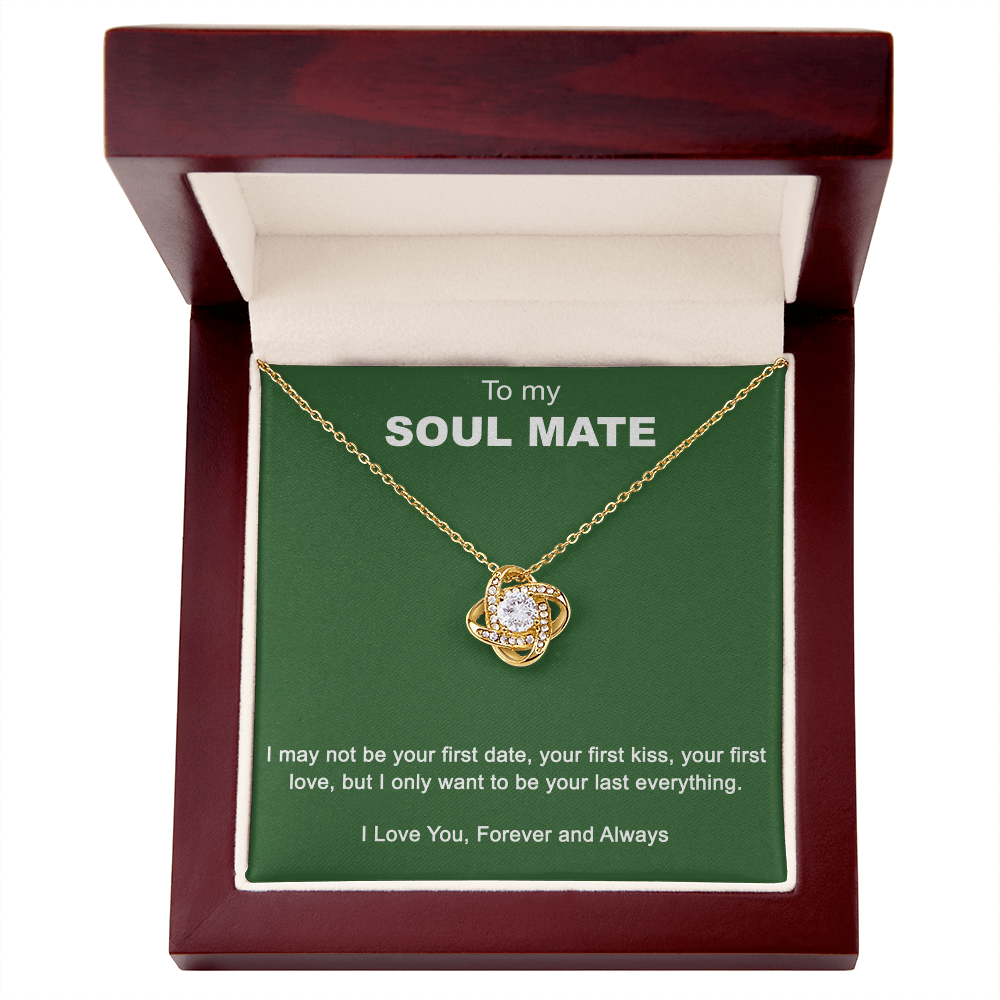 To My Soul Mate Love Knot Necklace Gift From Husband, Boyfriend with Message Card Gift For Soulmate Love Knot Pendant, Gift Necklace for Her Romantic Soulmate Gift Pendant, Girlfriend Gifts