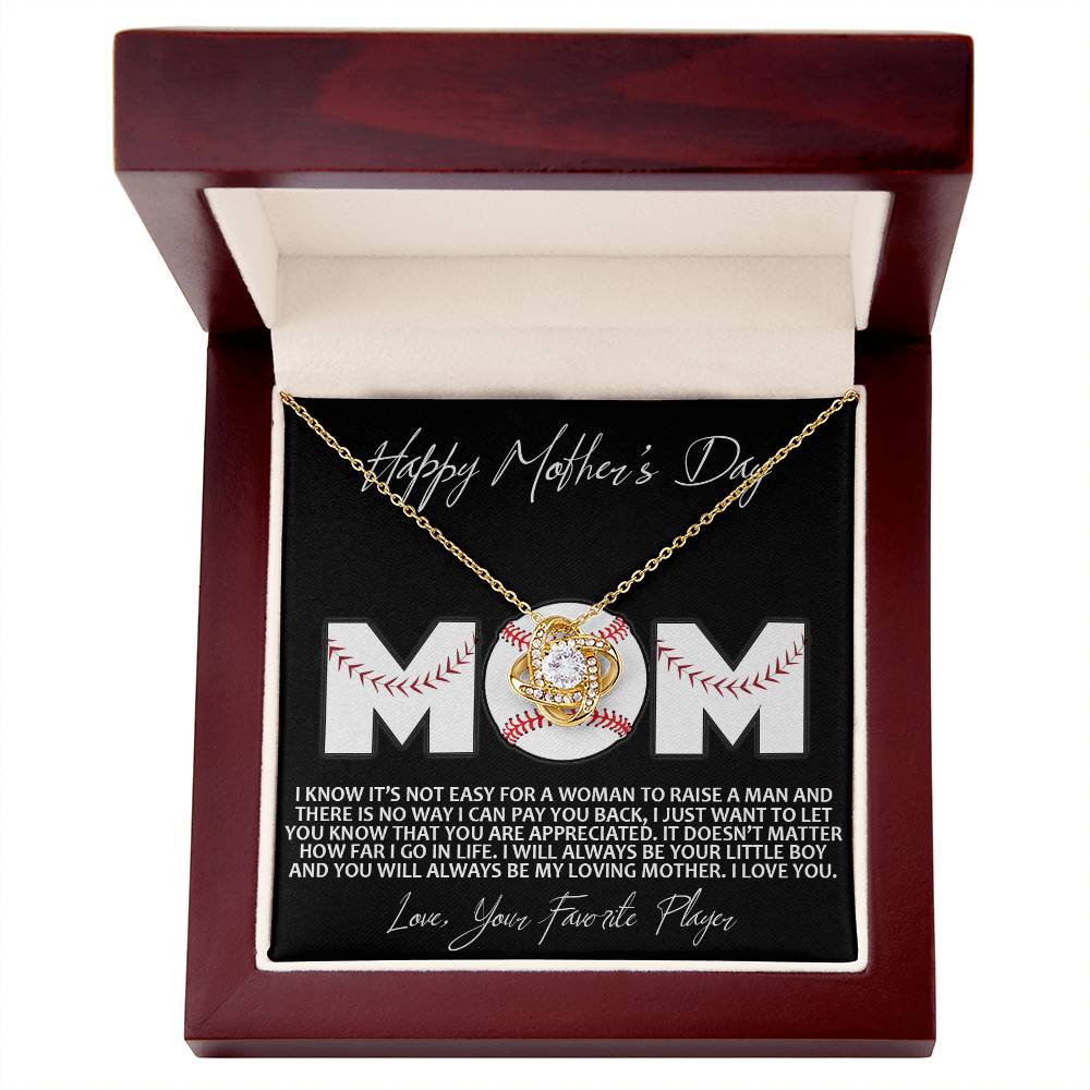 Baseball Mom Gift Necklace, To the Best Baseball Mom Necklace From Daughter, Favorite Player Necklace Gift For Mom, Baseball Mom Love Knot Necklace Jewelry Gift For Women Happy Mother's Day Necklace