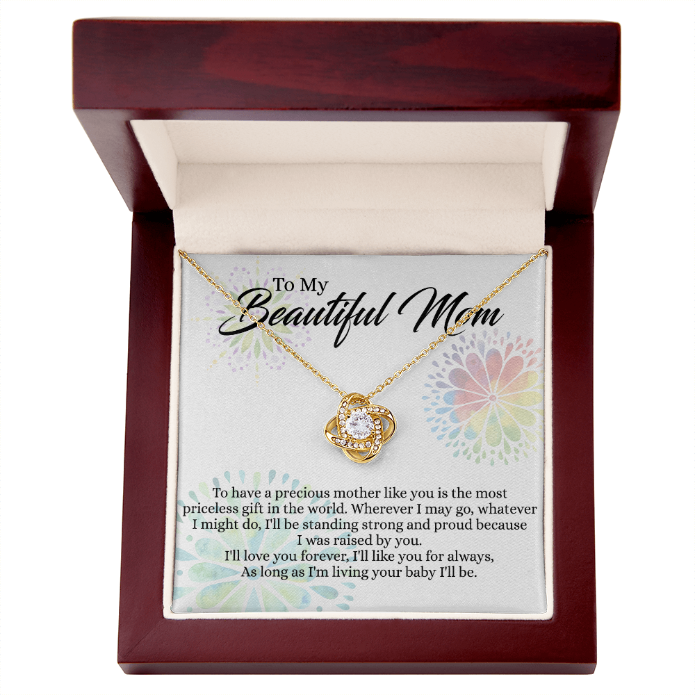 Beautiful Mom Gift Necklace, To My Beautiful Mom Love Knot Necklace From Daughter, Necklace Gift For Mom Mother's Day Necklace Gift For Mom Birthday Gift For Mom Anniversary Jewlry Gift For Women