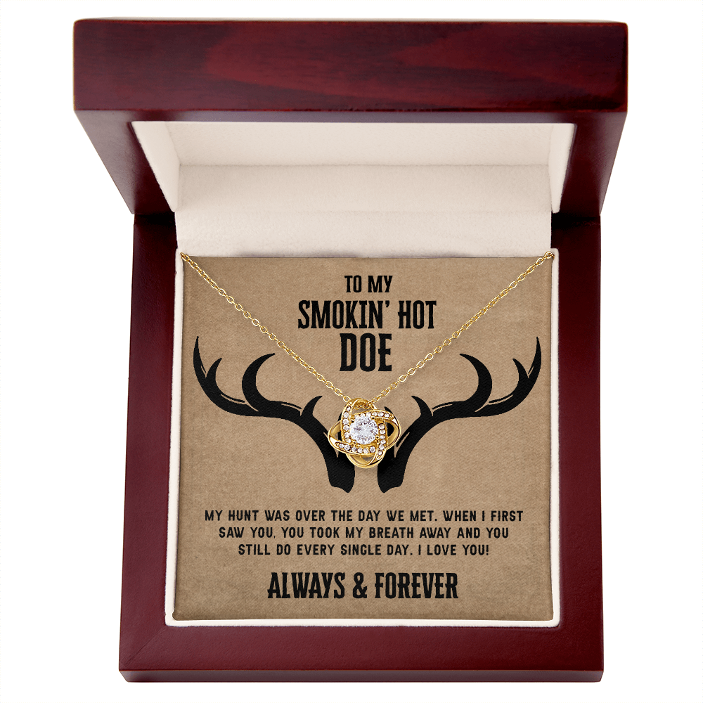 To My Smokin Hot Doe Necklace From Husband, Man, Smokin Hot Doe Gift Necklace For Wife Girlfriend Soulmate Necklace for Wife, Love Knot Pendant Smokin Hot Doe Gift Necklace, Jewelry Gift For Women