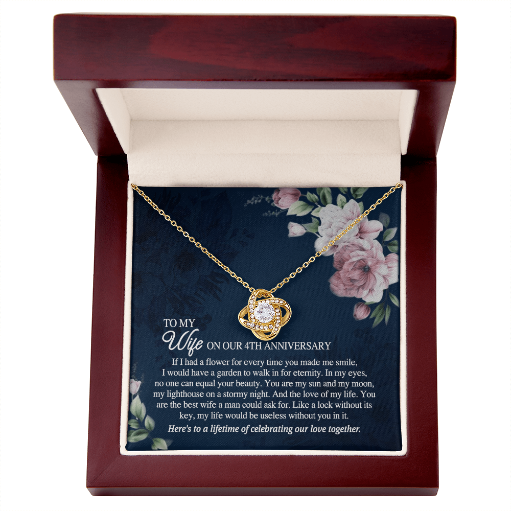 4th Anniversary Necklace Gift For Wife, 4TH Necklace Gift For Wife, Anniversary Necklace Gift For Wife, Soulmate Gift Necklace, To My Wife On Our 4th Anniversary Love Knot Necklace From Husband