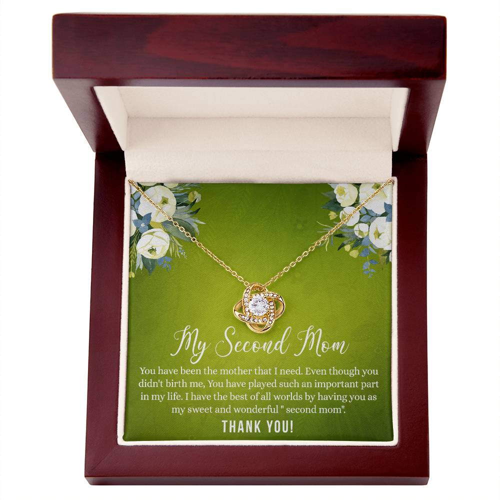 Second Mom Necklace, To My Second Mom Love Knot Necklace Gift From Daughter, Mother And Daughter Gift Necklace Personalized Gift Necklace For Mom, Thank You Love Knot Necklace Gift For Women
