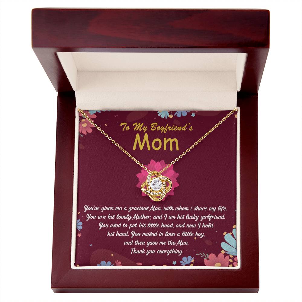 To My Boyfriends Mom Necklace From Girlfriend, Boyfriend's Mom Gift Necklace, Boyfriend Mom Gifts Jewelry For Boyfriend's Mom, Love Knot Necklace Gift For Boyfriends Mom On Mothers Day, Christmas