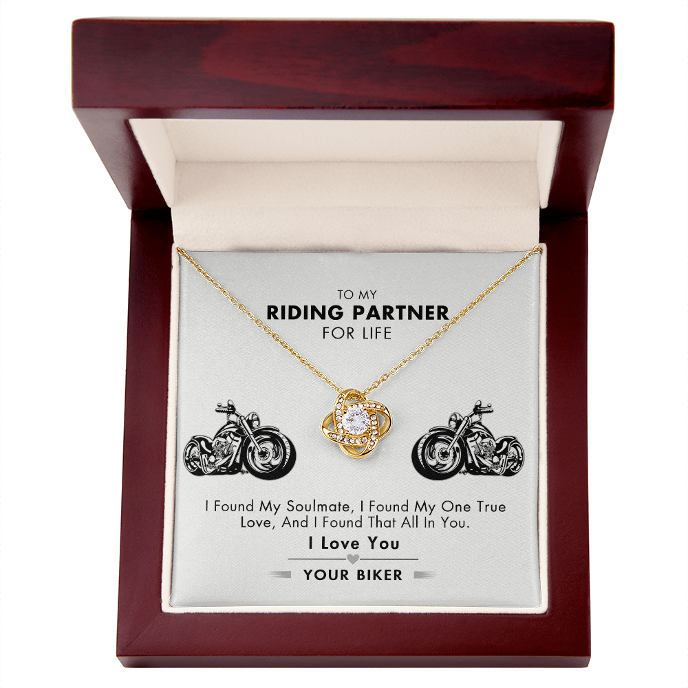 Customized Gift Necklace, To My Riding Partner For Life Necklace Gift From Husband Love Knot Necklace And Message Card Gift Box For Riding Partner For Life Jewelry Pendant Gift For Women Soulmate