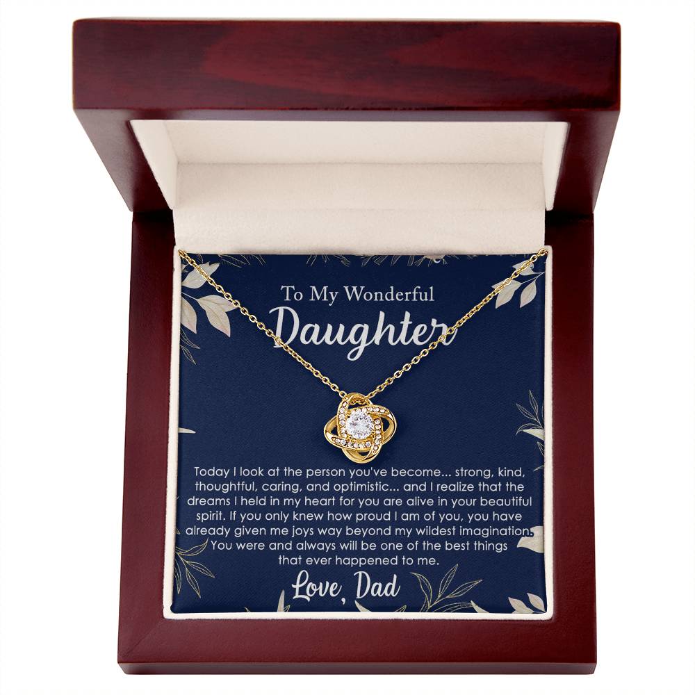 Daughter Gifts Necklace From Dad, To My Daughter Lion Dad And Daughter Love Knot Necklace Birthday Gift for Daughter From Dad, Christmas Gift For Daughter Necklace, Father To Daughter Gift Necklace