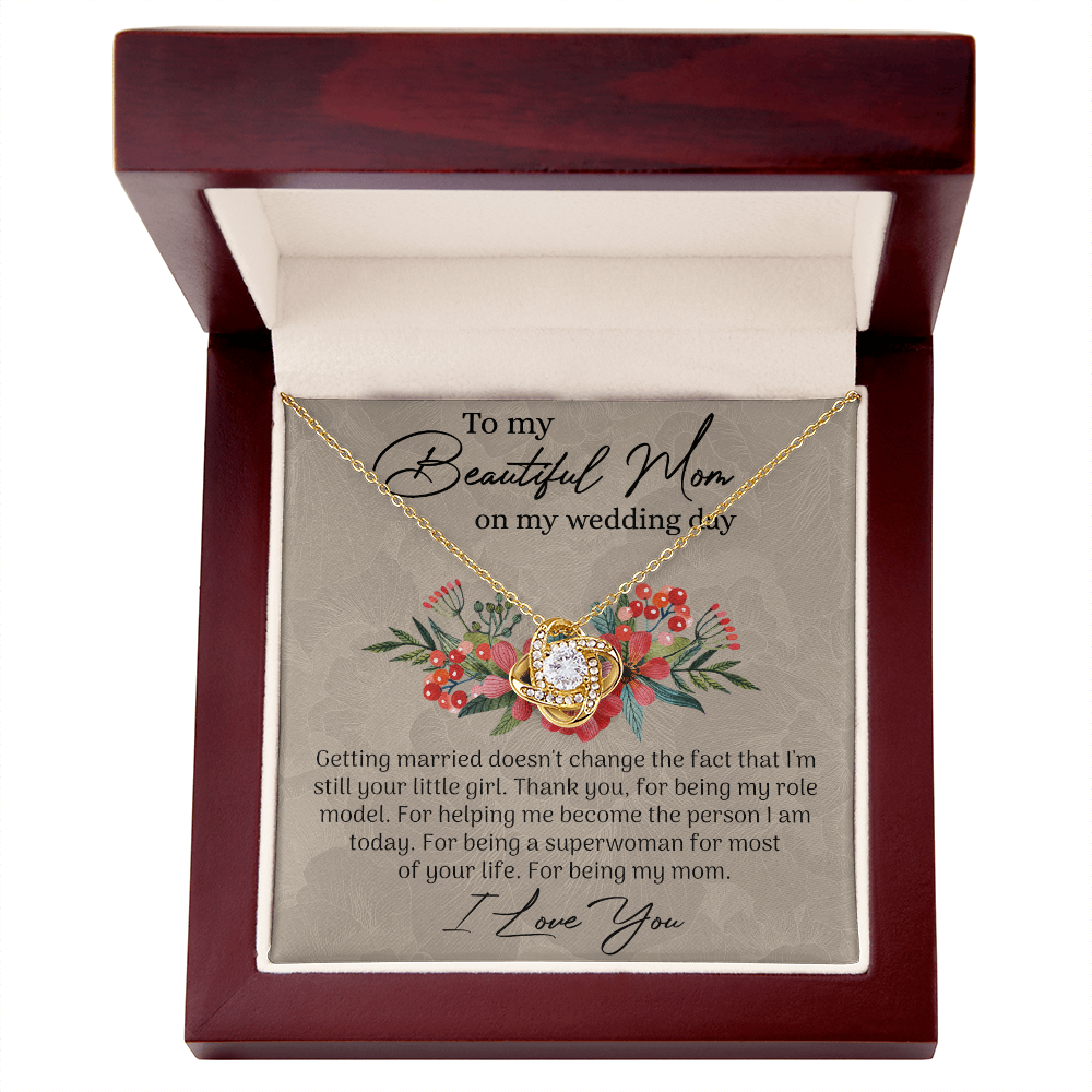 To My Beautiful Mom Necklace, Mom Wedding Gift Necklace from Bride, To My Beautiful Mom On My Wedding Day Necklace Mother of the Bride Gift Necklace Wedding Gift Necklace for Mom, Bride to Mom Gift