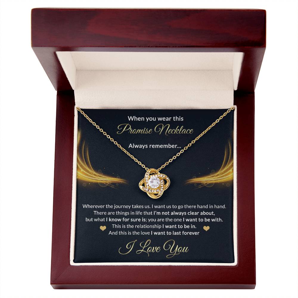 Promise Gift Necklace From Men, Jewelry Gift for Girls, Girlfriend - Promise Love Knot Necklace Gift for Women On Valentines Day, Anniversary, Long Distance Relationship Gifts Love Knot Pendant