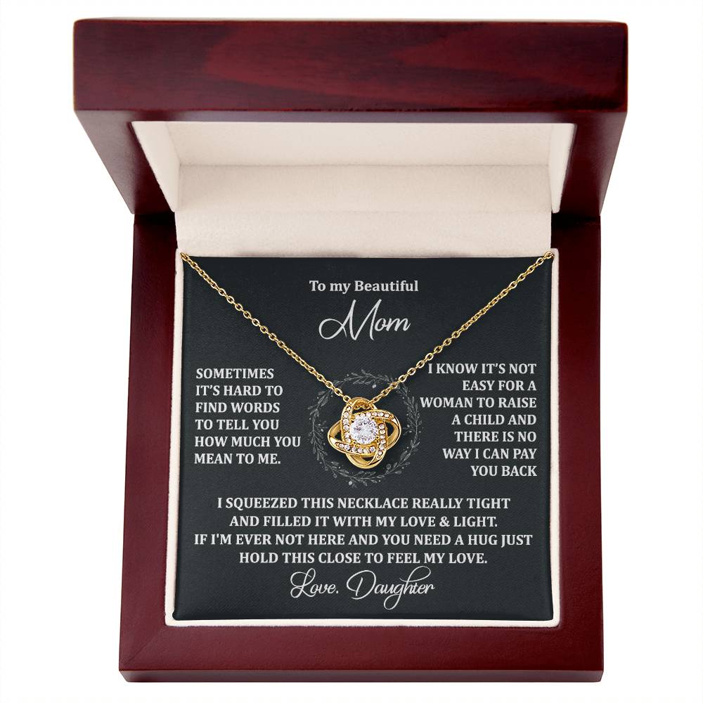 To My Beautiful Mom Necklace Gift From Daughter, Jewelry For Women Pay you Back