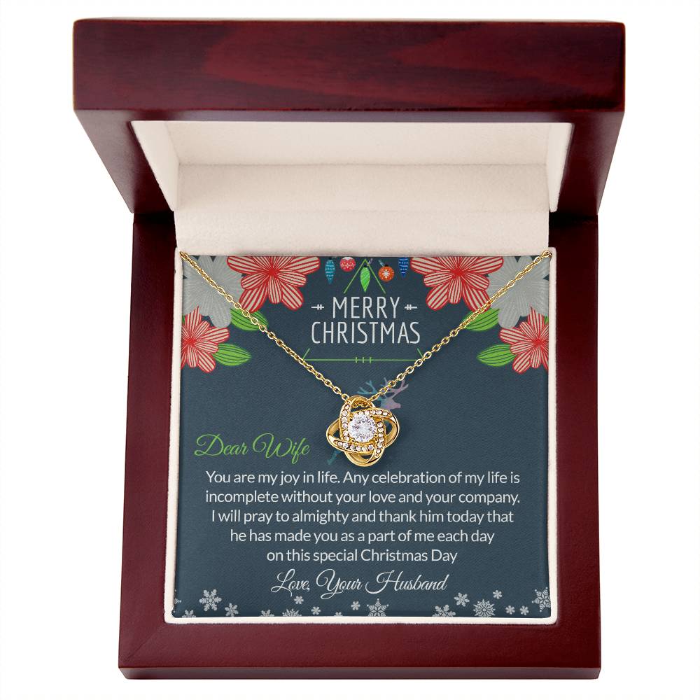Dear Wife Gift Necklace, To My Wife Necklace From Husband, Merry Christmas Necklace Gift For Wife, Husband To Wife Love Knot Pendant, Christmas Necklace For Wife Christmas, Jewelry Gift For Women