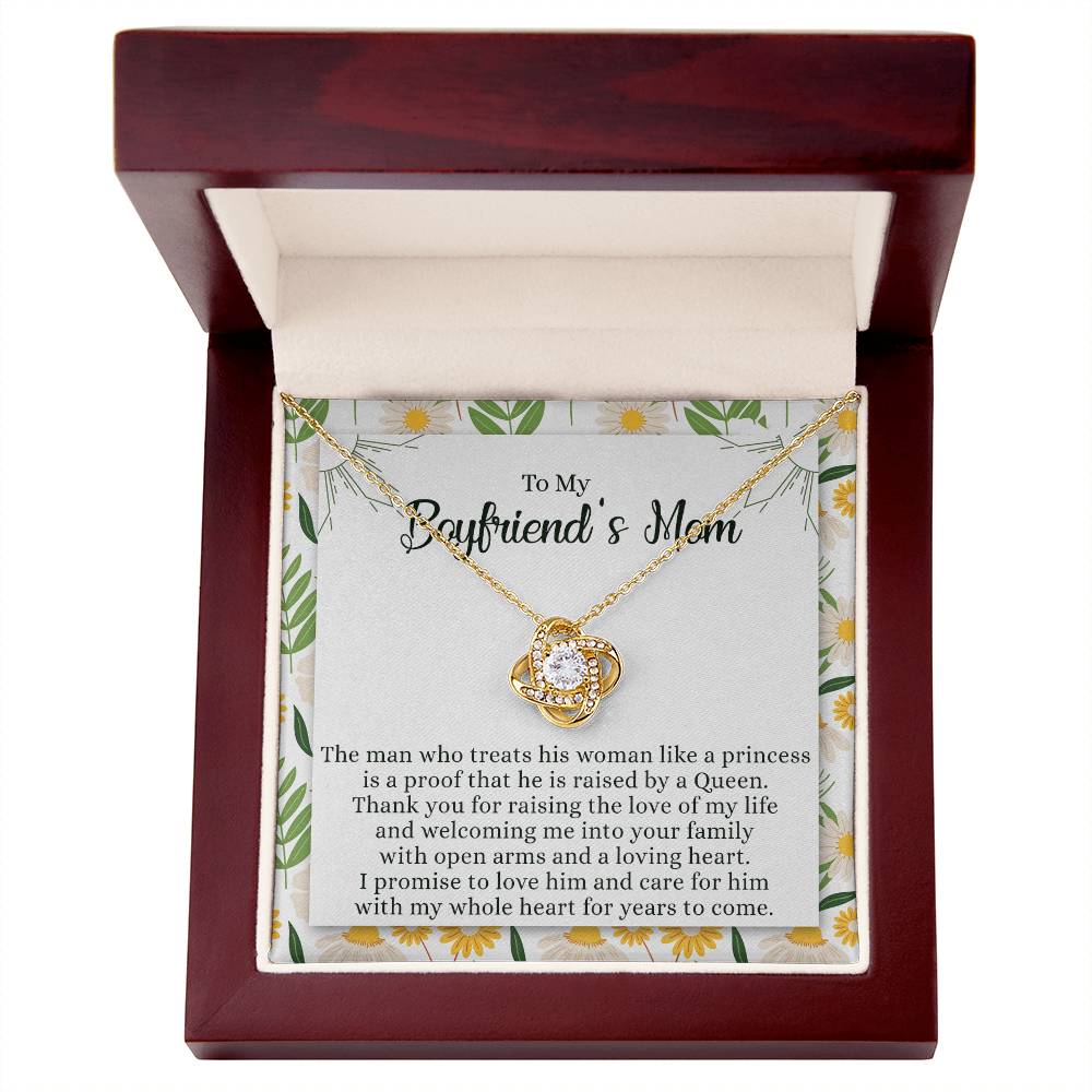 To My Boyfriend's Mom Necklace From Girlfriend Mom Gift Necklace For Boyfriend's Mom, Love Knot Pendant Gift for Bf Mom, Jewelry For Mom On Mothers Day, Birthday, Presents for Mom Necklace for Women