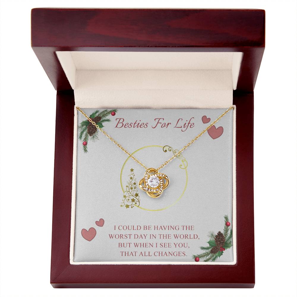 Gifts Necklace For Besties, To My Besties Love Knot Necklace From Friend, Best Friend Birthday Gift Necklace, Long Distance Best Friend Necklace, Besties For Life Necklace Jewelry Gift For Girls