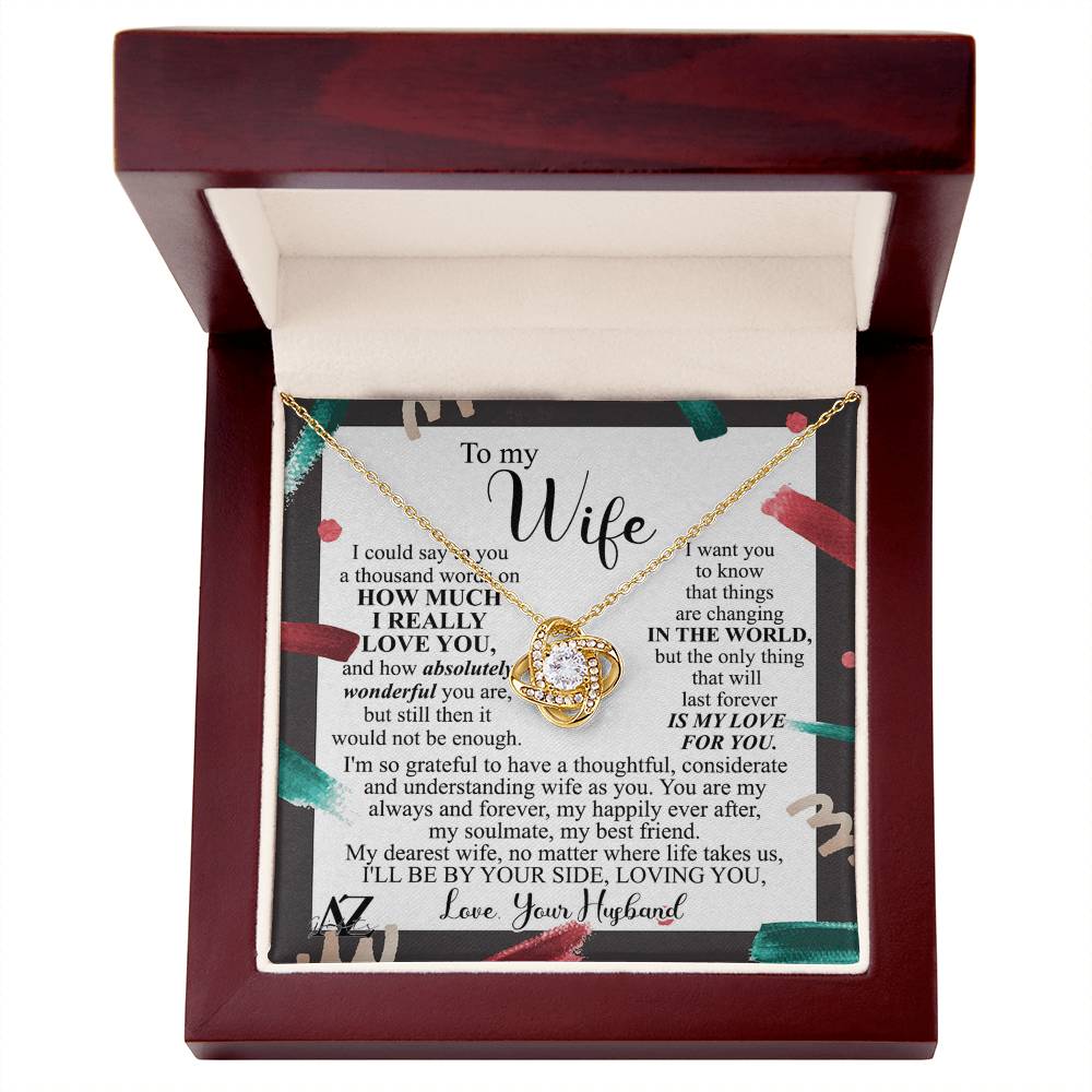 Christmas Gift Necklace for Wife Present, Husband Wife Gift Necklace, To My Wife Necklace Gift from Husband, Love Knot Necklace Gift On Xmas Gift, Valentine's Day Long Distance Necklace for Wife