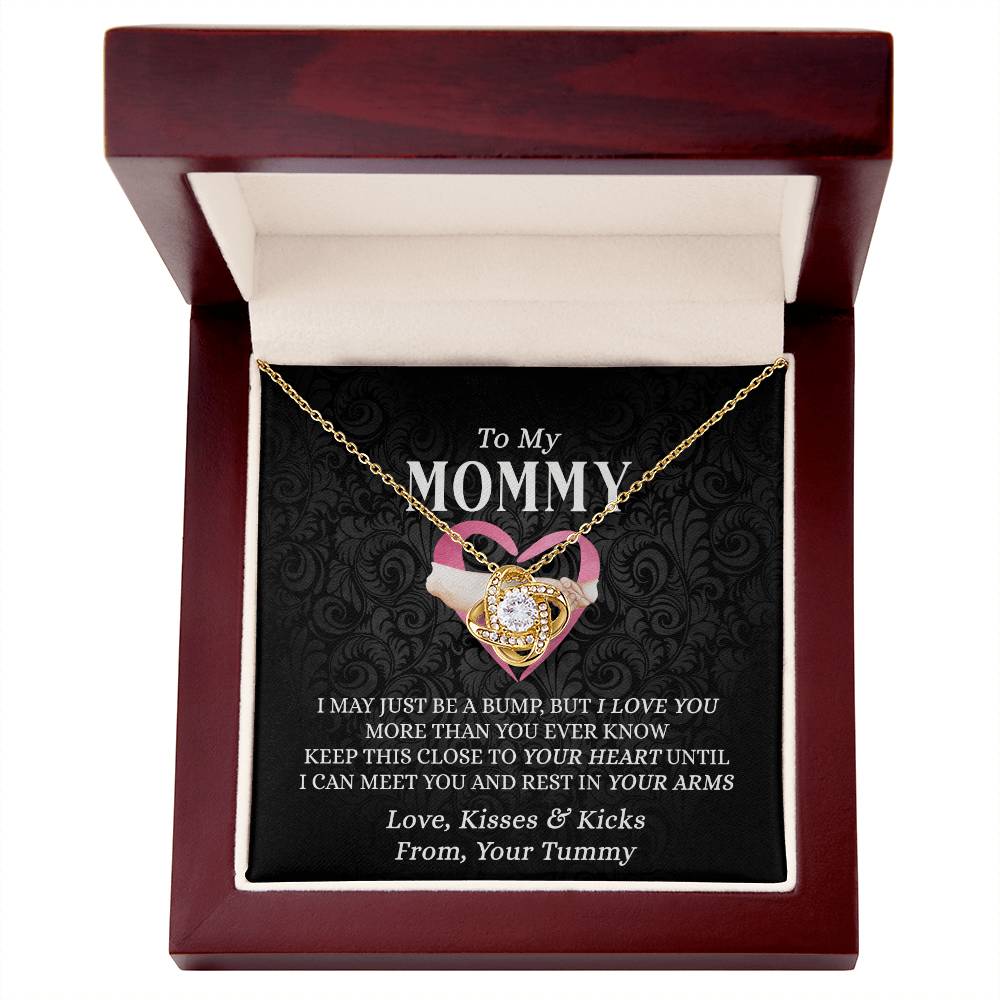 To My Mommy Gift Necklace, Mommy Love Knot Necklace From Tummy, Future Mom Gift Necklace, Pregnancy Gifts Necklace for First Time Moms, Sentimental Gift for Mothers, Mom To Be Gift Necklace