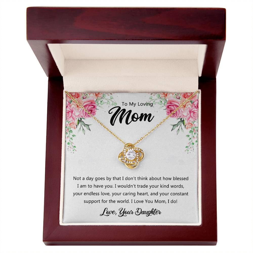 To My Loving Mom Necklace From Daughter, Happy Mother's Day Necklace, To My Mom Love Knot Necklace, Mother And Daughter Necklace Gift For Mom On Mother's Day, Birthday Gift Anniversary Jewelry Gift