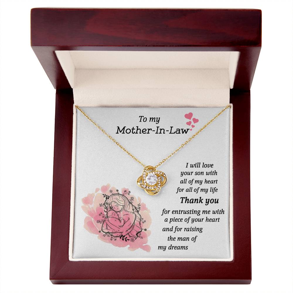 To My Mother-In-Law Love Knot Necklace From Son, I Will Love Your Son With All My Hear