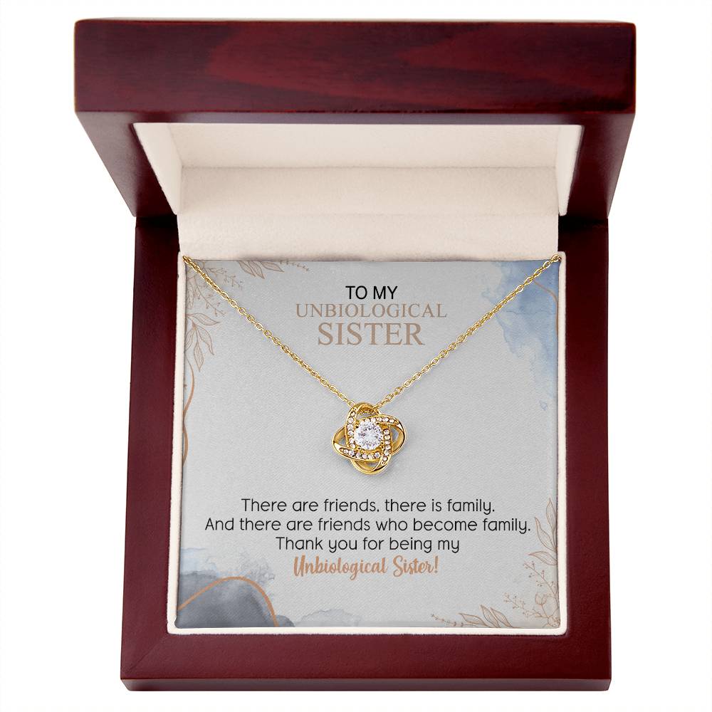 To My Unbiological Sister Love Knot Necklace Gift From Sister, Brother, Best Friend, Sister Gift Love Knot Pendant, Sister Remembrance Gift Necklace, Sister Keepsake Gift For Unbiological Sister