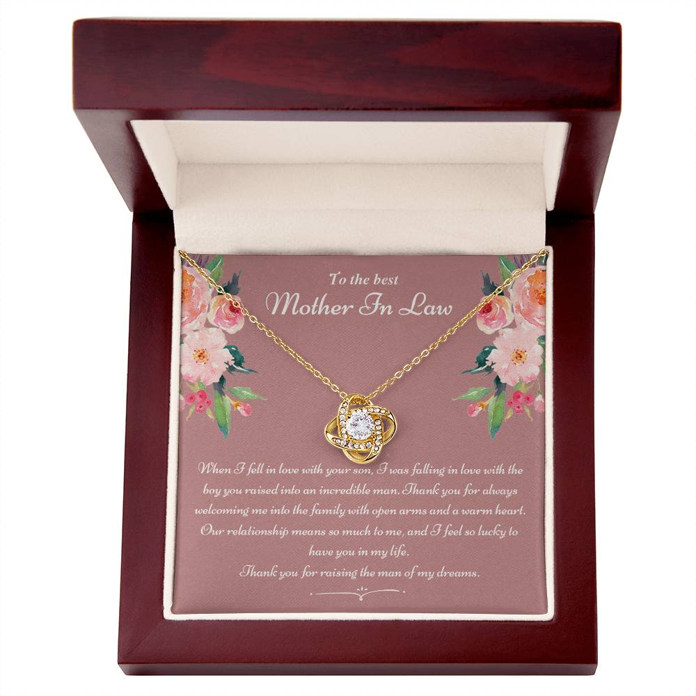 To The Best Mother In Law Gifts Love Knot Necklace, Mother's Day Necklace Gifts