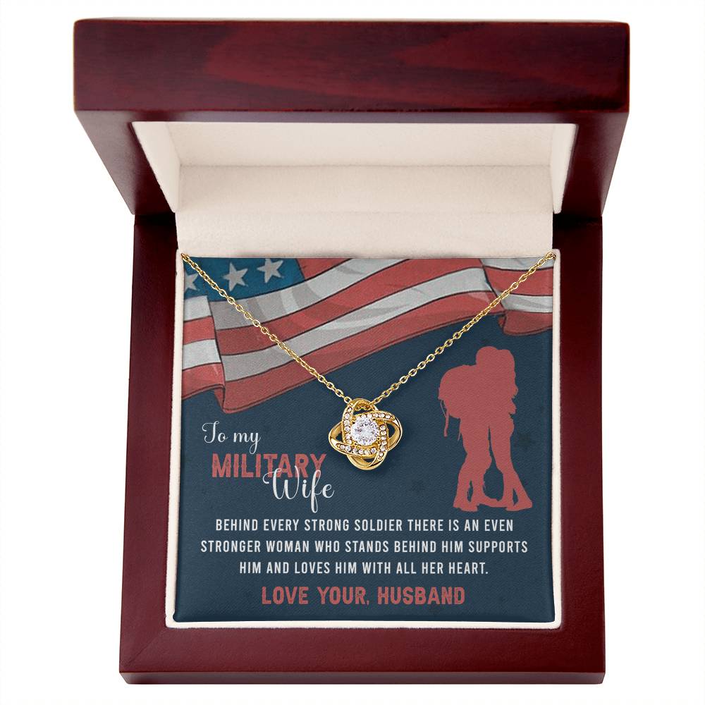 To My Military Wife Necklace From Husband Love Knot Military Necklace Gift For Wife Husband To Wife Love Knot Pendant For Wife Military Jewelry Gift For Women Army Gift Necklace Military Pendant