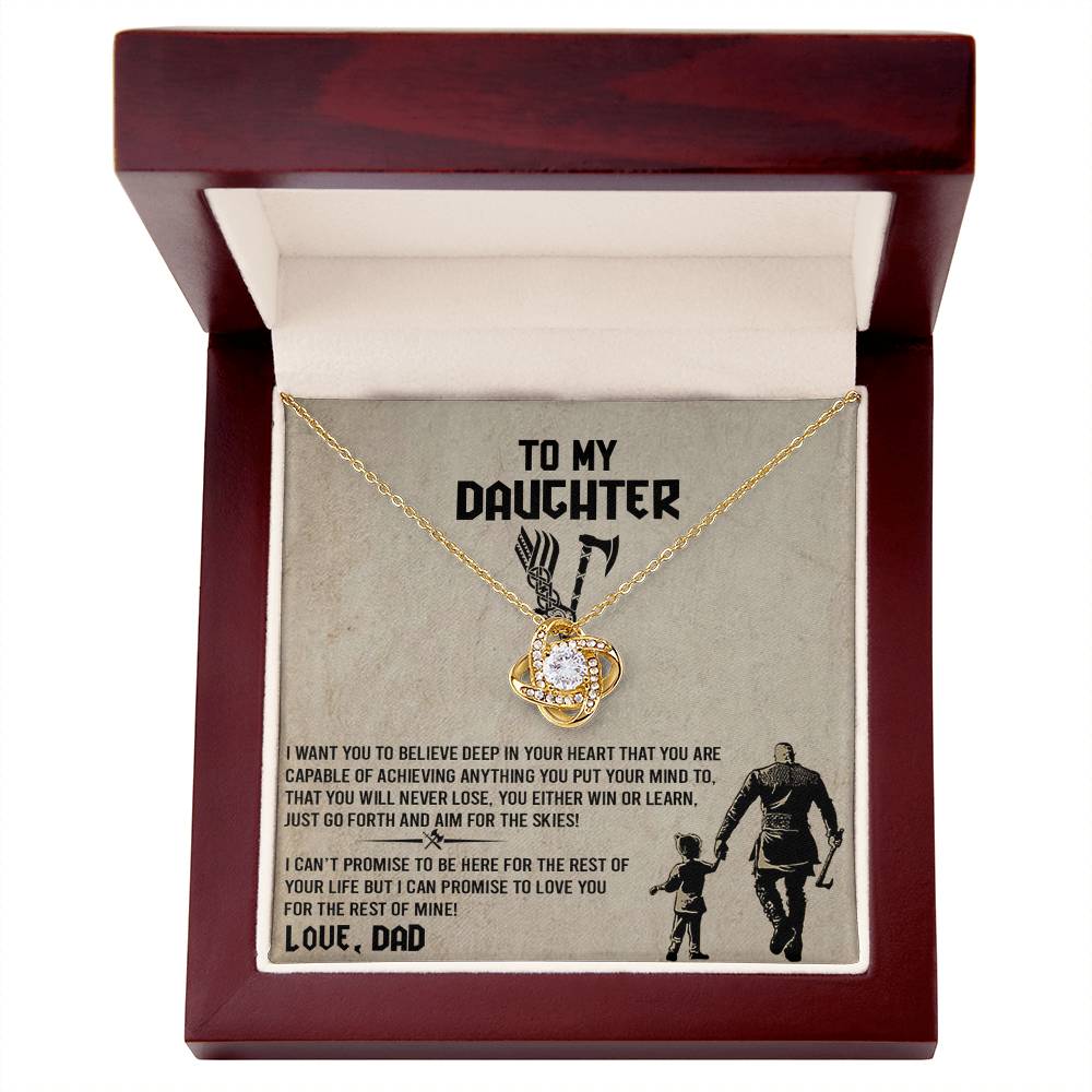 To My Daughter  Necklace from Viking Dad, Baby Girl Necklace Support Breath Be There Love Knot Chain, Personalized Gift Chain Necklace Jewelry for Women Gift On Birthday, Christmas Graduation Gift