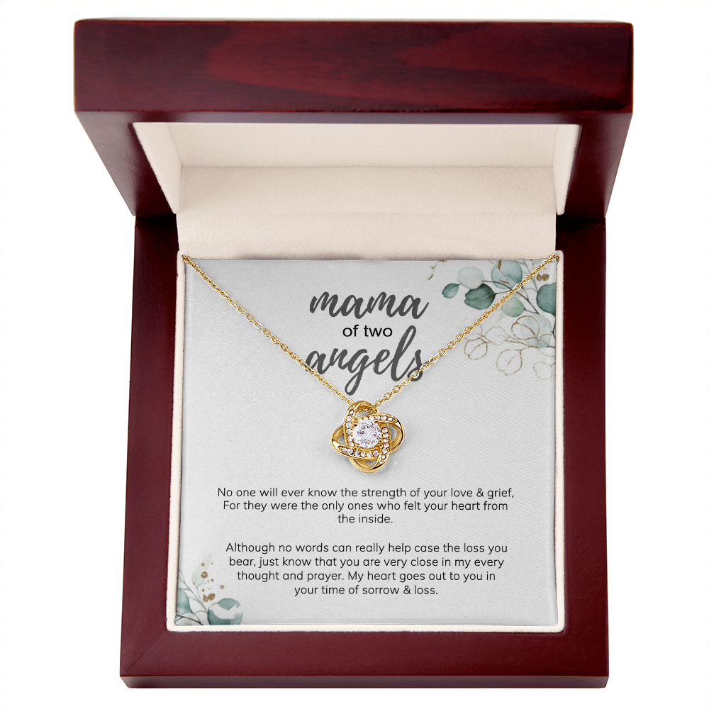 Mama Love Knot Necklace, Mama Of Two Angels Necklace From Daughter, Love And Grief Necklace Gift For Mom, Mother's Day Necklace Gift For Mom, Jewelry Gift For Mom From Daughter Gift Necklace To Mom