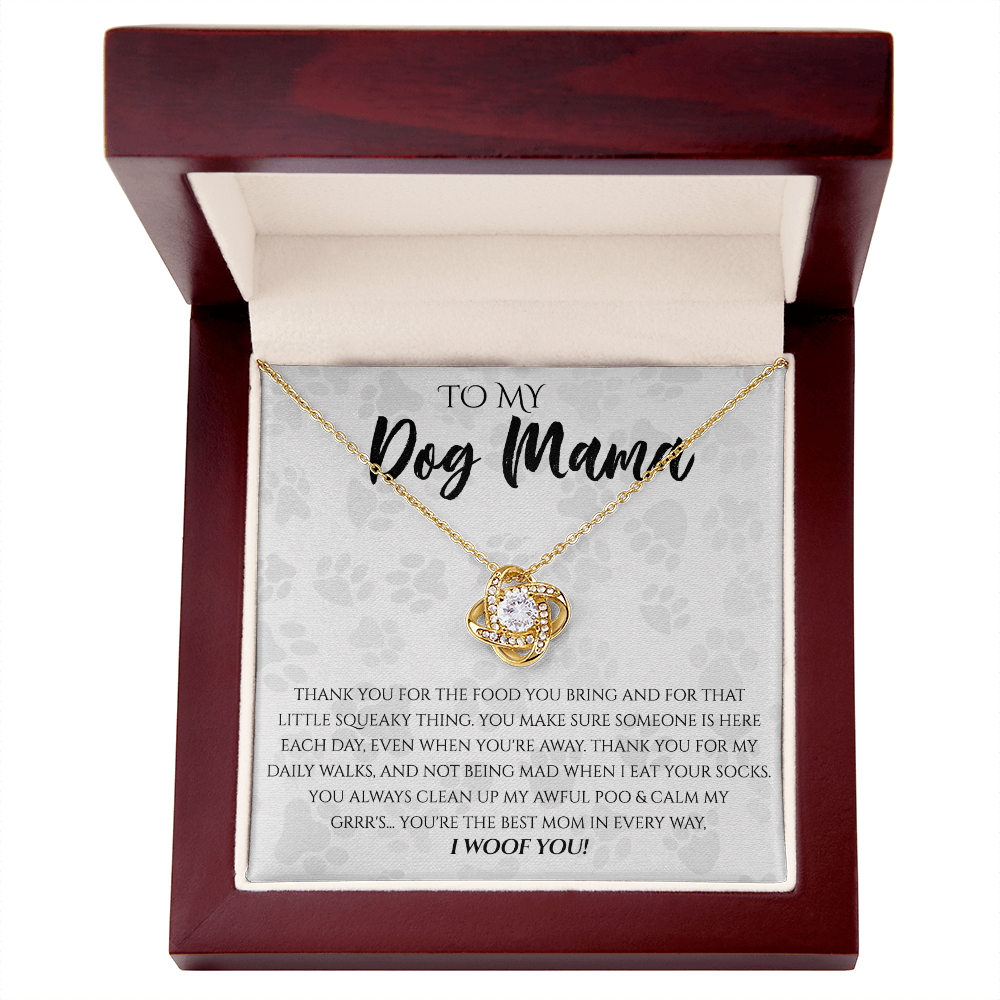 Dog Mama Necklace, To My Dog Mama Love Knot Necklace From Daughter, Son To Dog Mom Gift Necklace, Dog Mom Jewelry Gift For Women Dog Lover Necklace Mothers Card For Dog Mom Puppy Mom Gift Pendant