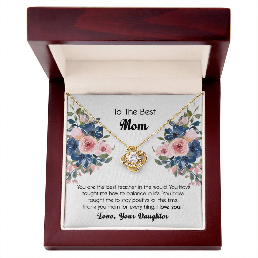Thank You For Mom Necklace Gift For Mom, To The Best Mom Necklace From Daughter, Mother And Daughter Love Knot Necklace Gift On Mother's Day Anniversary, Birthday Gift Christmas, Jewelry For Women
