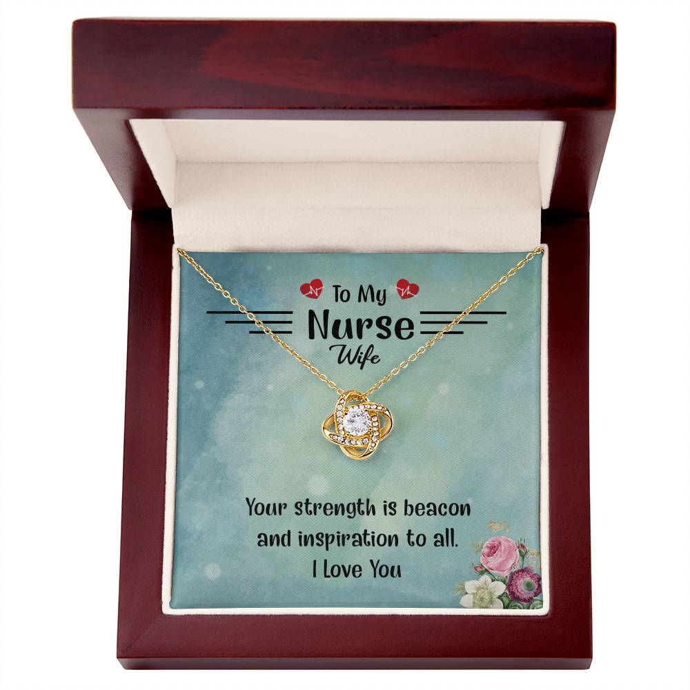 To My Nurse Wife Necklace From Husband, Strength Is Beacon Necklace Husband And Wife Love Knot Pendant, Nurse Wife Gift Necklace, Nurse Wife Jewelry Gift For Women, Nurse Soulmate Gift Necklace