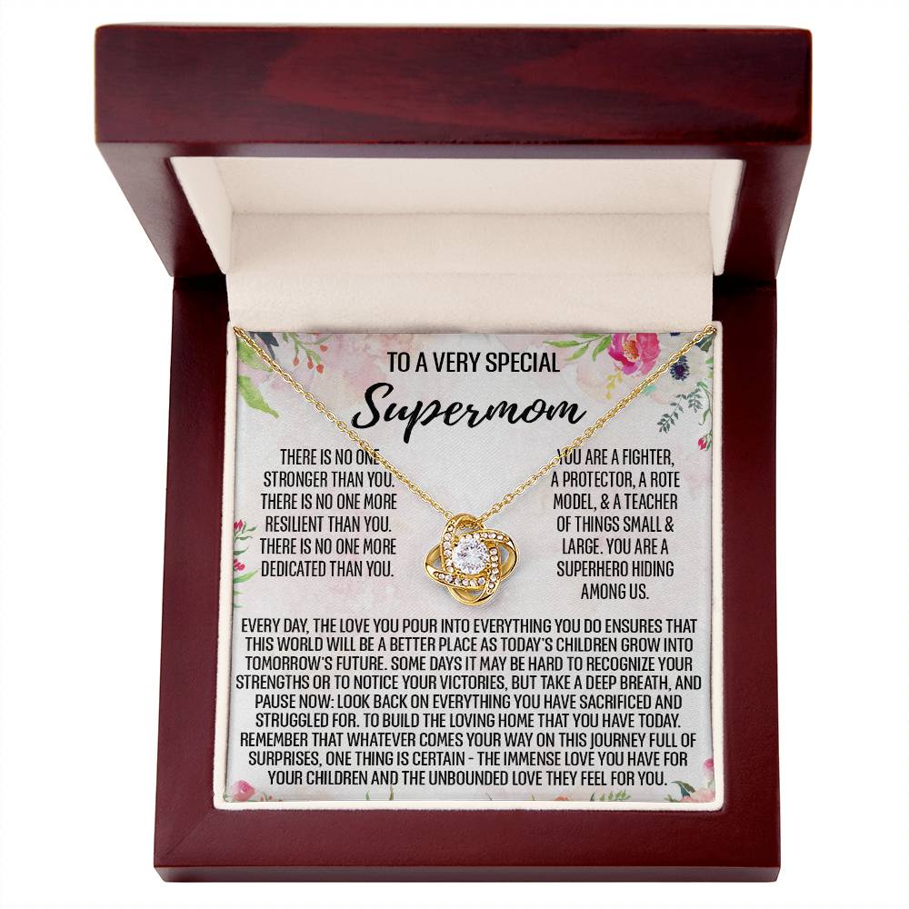To My Mom Necklace From Daughter, To A Very Special Supermom Mom Love Knot Necklace Gift for Single Mother, Second Mom Gift Necklace, Present for Mom, Gift Necklace Mother's Day Idea Gift For Women