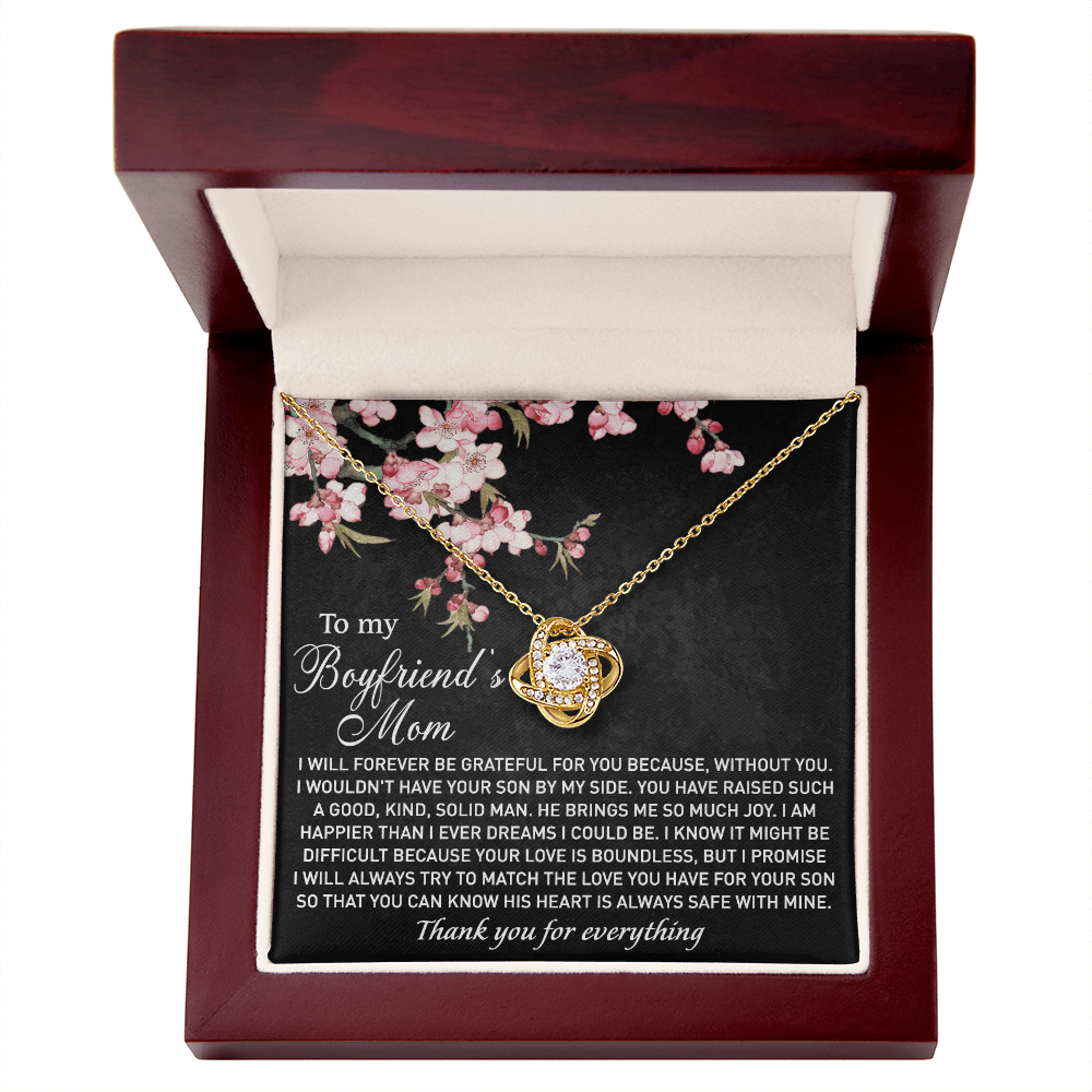 To My Boyfriend's Mom Necklace From Girlfriend, Gifts Necklace For Boyfriends Mom, Boyfriends Mom Love Knot Necklace Gift On Birthday Gift, Mothers Day, Christmas Anniversary, Jewelry For Women