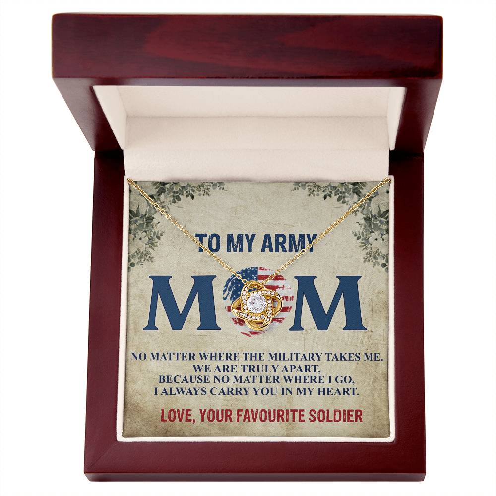 Army Mom Necklace, To My Army Mom Necklace From Daughter, Favourite Soldier Necklace Gift For Mom, Army Mom Love Knot Necklace Gift, Military Mom Gift Necklace, Soldier Mom Necklace Gift For Women