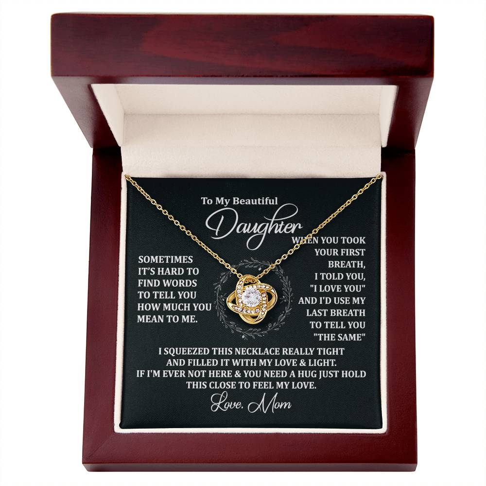 To My Beautiful Daughter Necklace Gift From Mom To Daughter, The Love Knot Necklace, Graduation Gift, Birthday Gift, Mothers Day Jewelry Birthday Gift For Daughter, Mother And Daughter Gift Jewelry