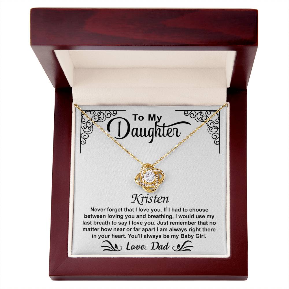 To My Daughter Love Knot Necklace with Luxury Box Gift From Dad, To My Daughter Lion Dad And Daughter - Father Daughter Gifts Ideas Love, Pendant Necklaces On Birthday, Christmas