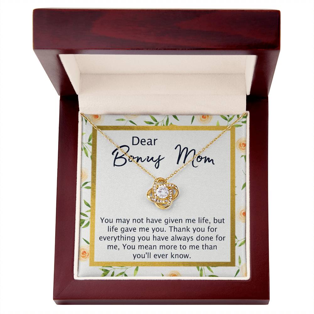 To My Bonus Mom From Bonus Daughter, Mother Daughter Necklace Gift For Her, Thank You For Everything Dear Bonus Mom, Step Mom Gift Necklace On Mother's Day, Anniversary, Birthday, Jewelry For Women