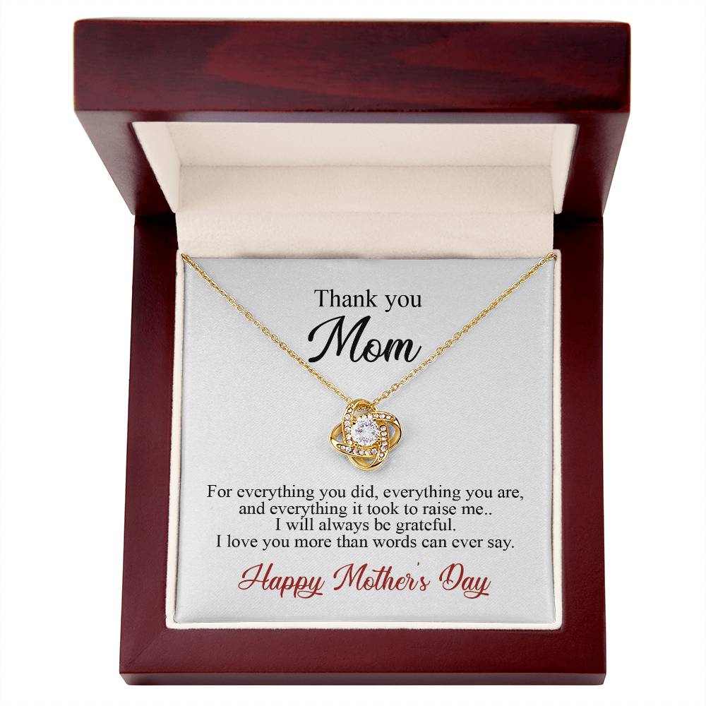 Thank You Mom Necklace Gift For Her, Happy Mother And Daughter Gift Necklace, To My Mom Necklace From Daughter, Thank You Card Gift For Mom On Mother's Day, Anniversary Necklace Gift For Her