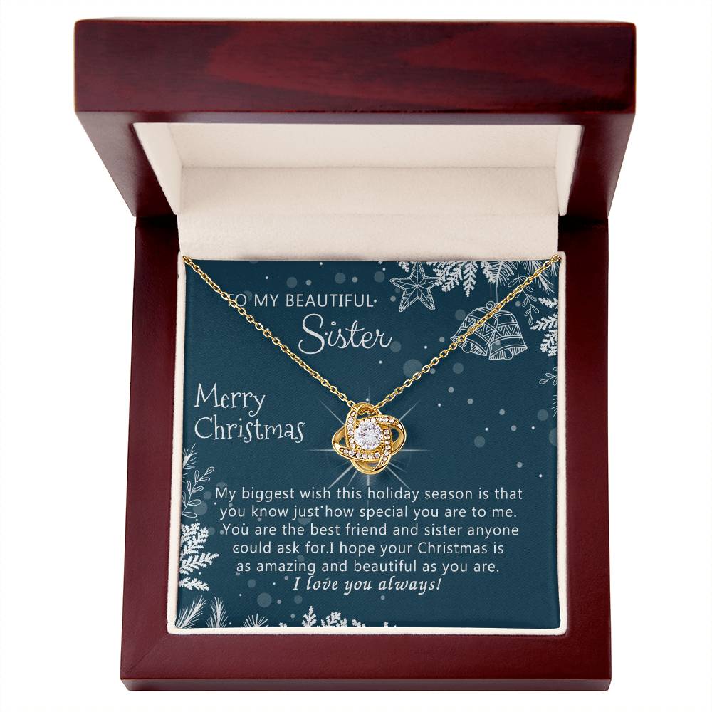 Personalized Gift Necklace, To My Beautiful Sisters Love Knot Necklace from Brother, Sisters Gift from Brother to Sisters Birthday Gift Necklace for Her, Jewelry Gift for Girls, Sister Gift Necklace