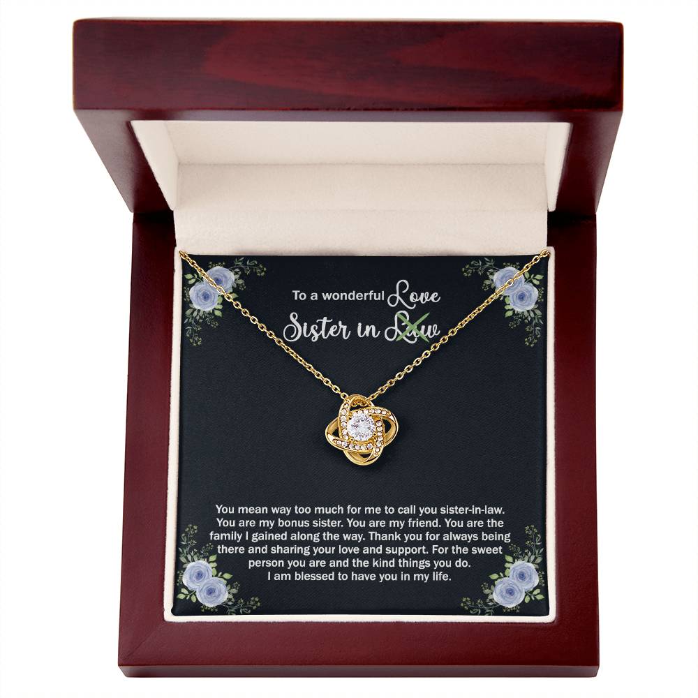 To A Wonderful Sister In Law Love Knot Necklace From Sister, I Love You Sister Gift Necklaces Sister-in-Law Gift Pendant Love Knot Jewelry Gift For Sister In Love Necklace, Unbiological Sister Gift