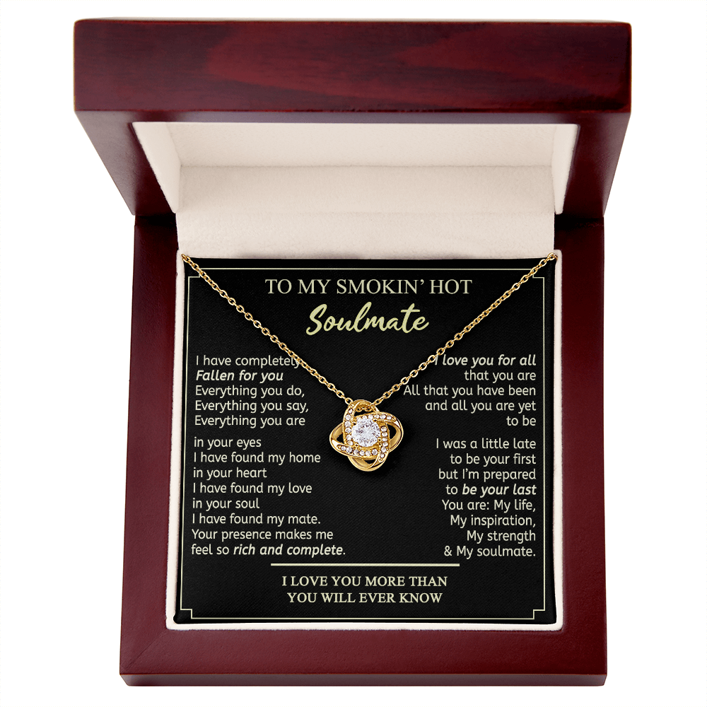 Soulmate Gift Necklace - To My Smokin Hot Soulmate Necklace From Husband, Boyfriend, My Soulmate Gift Necklace, Soul Mates Jewelry to My Soulmate Love Knot Pendant, Jewelry Gift For Women, Soulmate