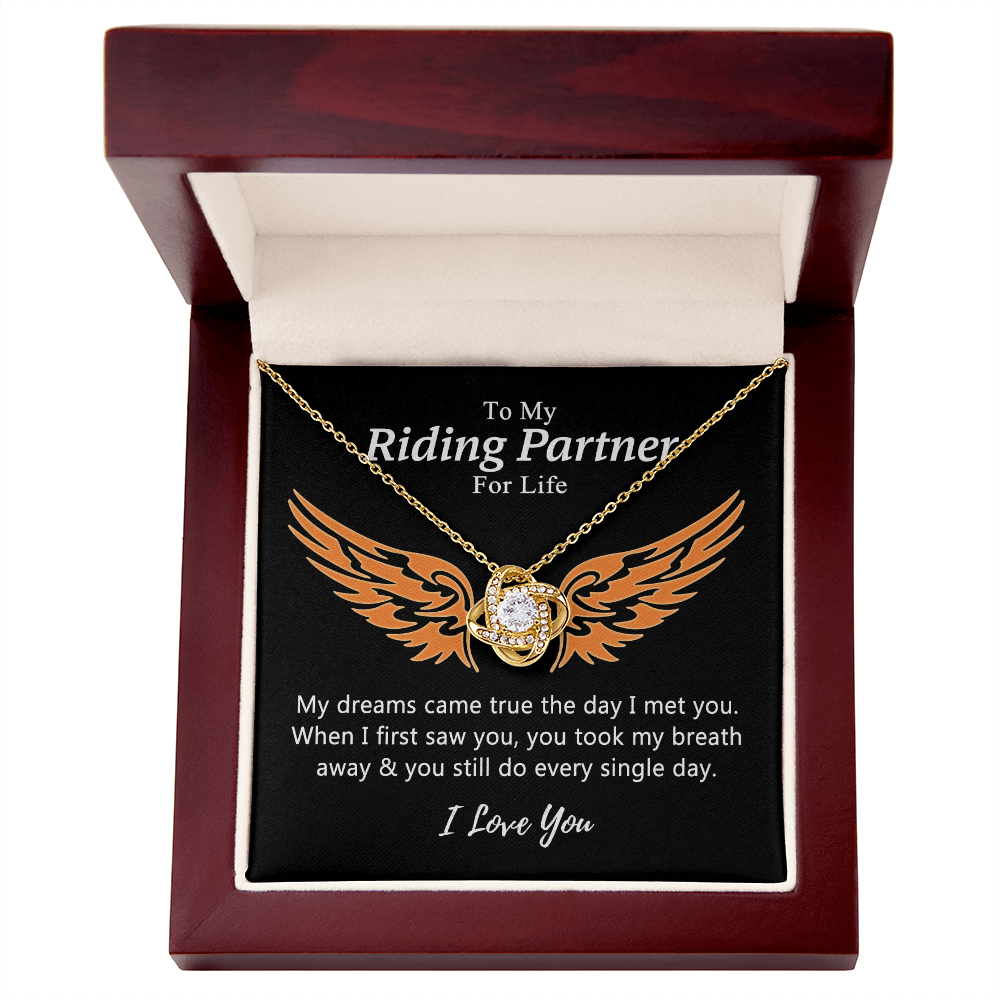 To My Riding Partners For Life Necklace, Gift Necklace For Motorcycle Wife, Love Knot Necklace Gift For Biker Wife, Necklace Gift for Girlfriend, Wife on Valentines Day, Romantic Gift Neklace Birthday