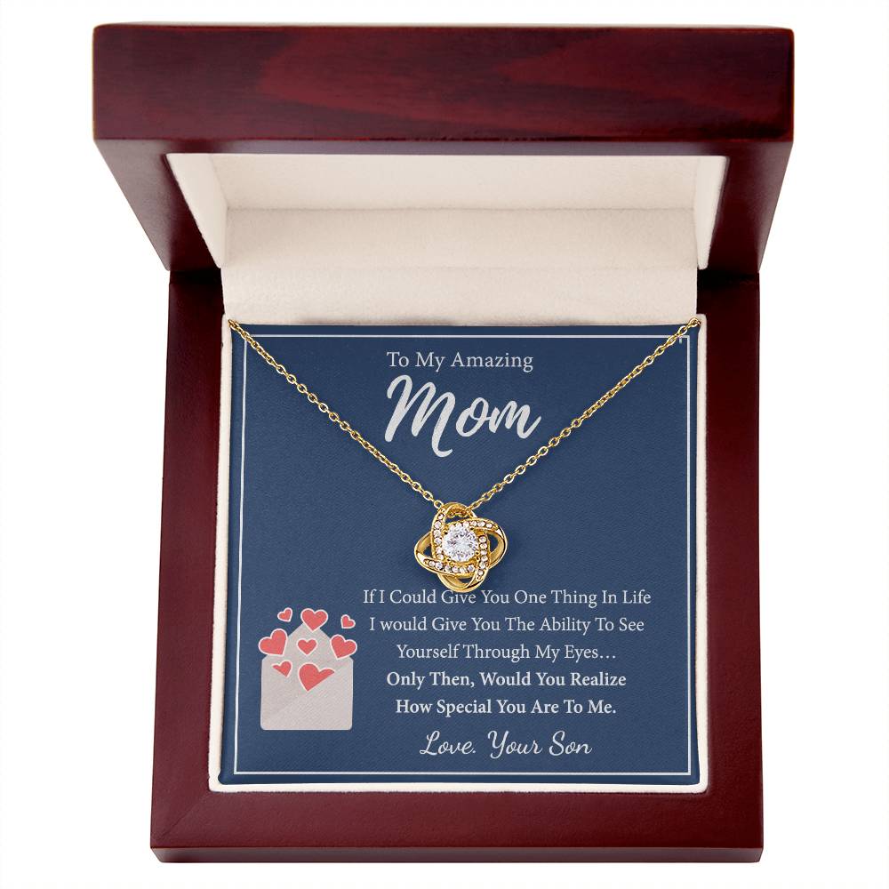 To My Amazing Mom Necklace From Son, Necklace Gift On Birthday Gift Anniversary Mother's Day Necklace For Mom Love Knot Necklace From Son, Jewelry Gift For Women, Mother, Mom And Son Necklace