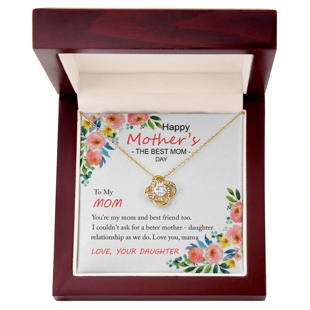 Happy Mother''s Day Gift Necklace, To My Mom Love Knot Necklace Gift From Daughter And Mother Love Knot Pendant Gift For Mom Bonus Mom Gift Necklace, The Best Mom Necklace, Jewelry Gift For Women