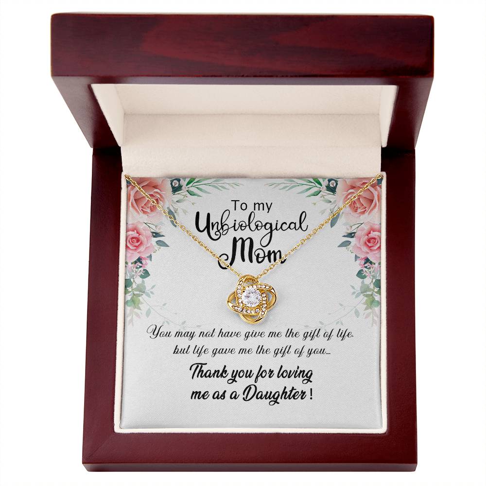 Unbiological Mom Gift Necklace, To My Unbiological Mom Love Knot Necklace From Daughter And Mother Gift Necklace, Bonus Mom Gift Necklace, Boyfriend's Mom Gift Necklace, Jewelry Gift For Women