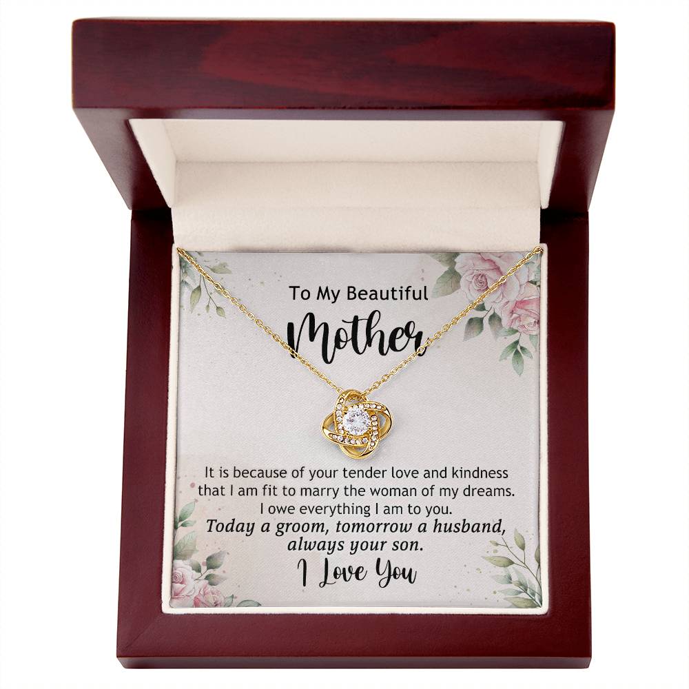 To My Beautiful Mother Necklace From Son, The Love Knot Necklace Gift For Mom, Mother, Bonus Mom Gift Necklace, Beautiful Mom Gift Necklace For Her, Mother's Day Necklace Jewelry For Mother, Moms