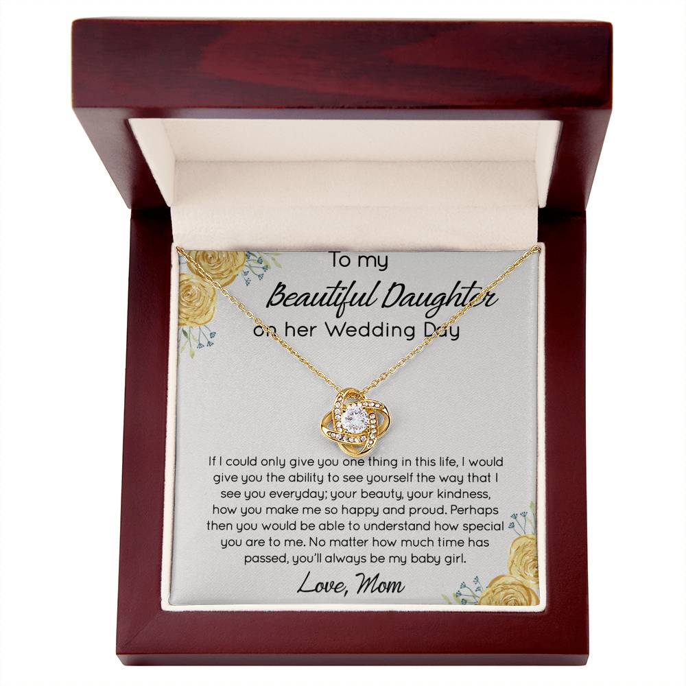Personalized Gift Necklace For Daughter On Her Wedding Day, Jewelry For Daughter With Message Card And Box, To My Beautiful Daughter On Her Wedding Day Necklace From Mom, Mother To Daughter Gift