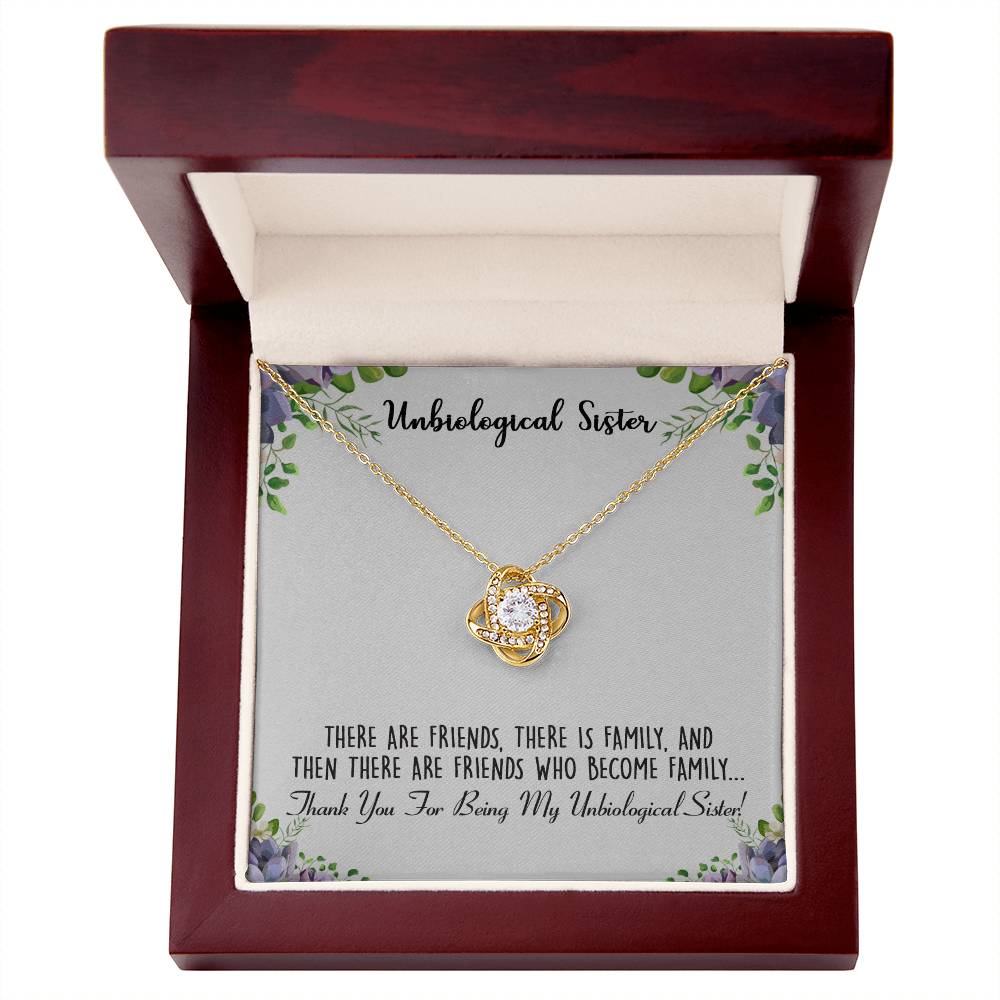 To My Unbiological Sister Love Knot Necklace From Sister, Thank You For Being Sister Gift Necklace, Sister-in-Law Gift Pendant, Love Knot Jewelry Gift For Girls Brother And Unbiological Sister Gifts