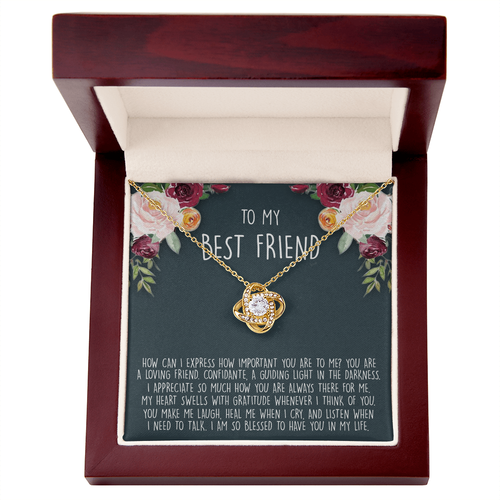 To My Best Friend Gift Necklace From Friend - BFF Gift Necklace, Gifts Pendant For BFF, Love Knot Necklace Gift For Friend, BFF With Message Card and Gift Box Necklace On Birthday, Anniversary