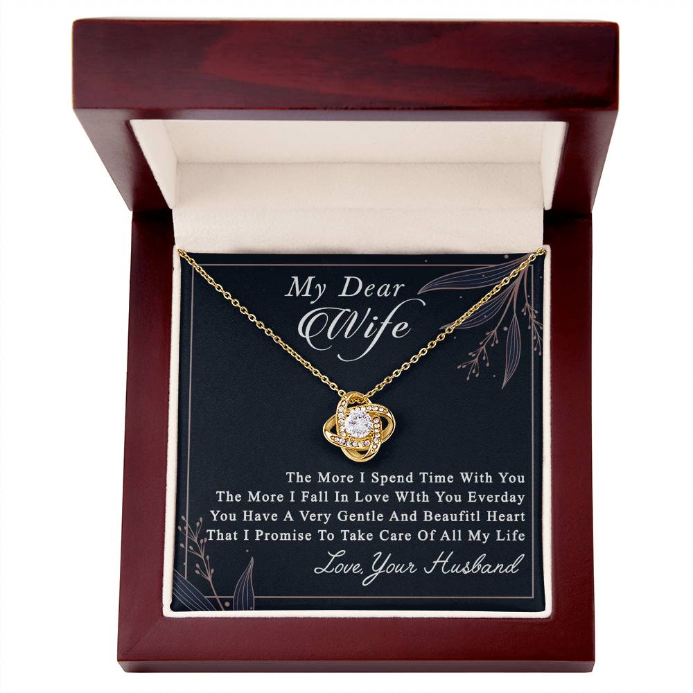 Dear Wife Necklace From Husband, Love, Your Husband Necklace Gift For Wife, Soulmate Gift Necklace, To My Wife Love Knot Necklace, Jewelry Gift For Women Girlfriend Gift Necklace, Dear Wife Pendant