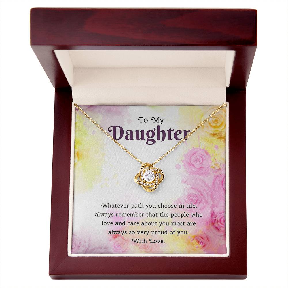 To My Daughter Love Knot Necklace From Paren, Flower Daughter Gift Necklace, Mother And Daughter Love Knot Necklace, Daughter Gift Necklace From Father, Mother To Daughter Jewelry Gift For Girls