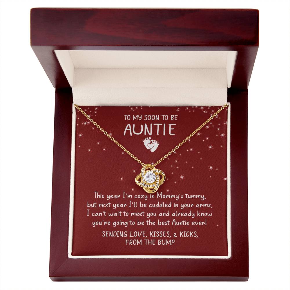 Auntie Pregnancy Announcement Gift Necklace, Christmas Necklace From Bump To Aunt-to-be, To My Soon To Be Auntie Love Knot Necklace, Gift from The Bump, Soon To Be Aunt Gift, Jewelry For Women