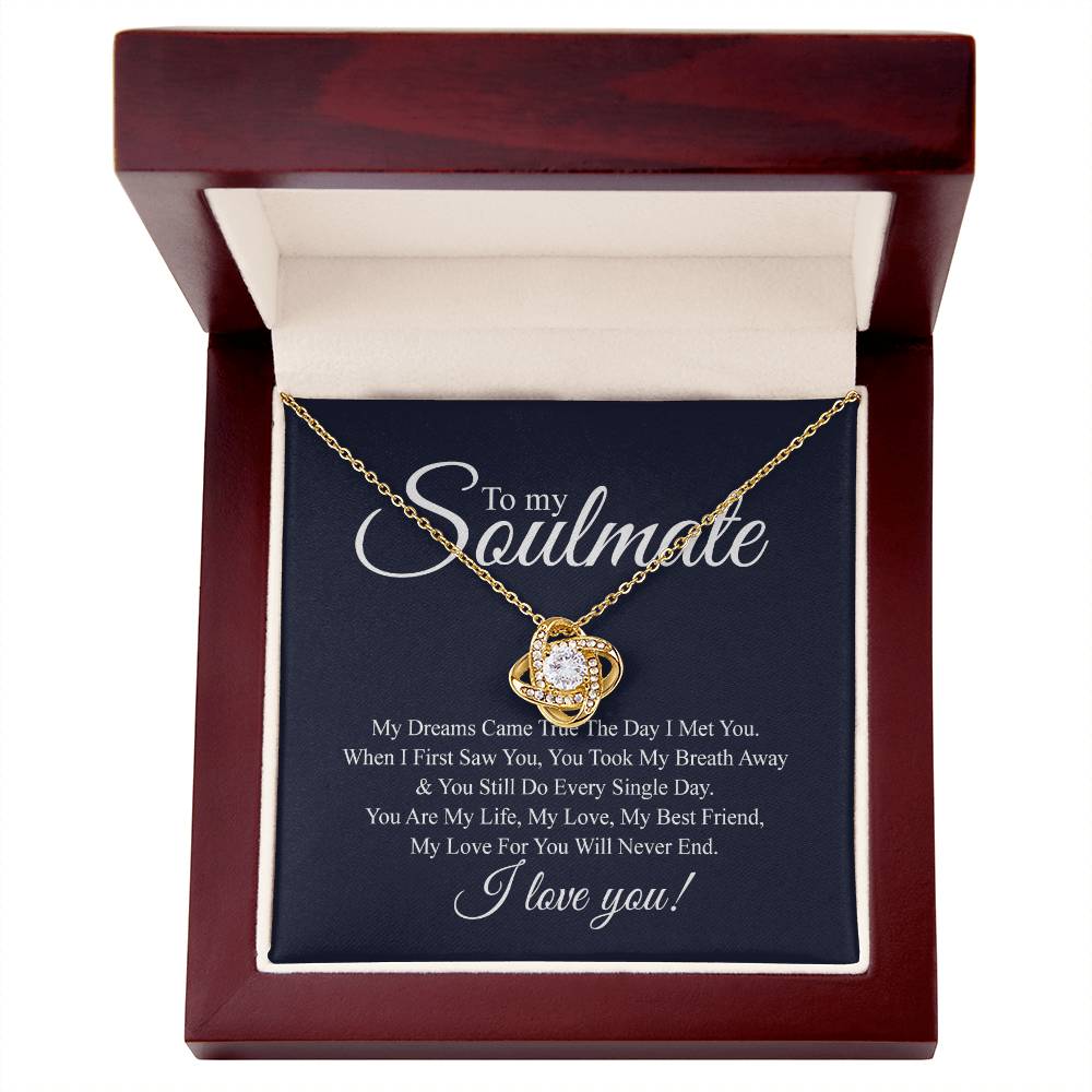 To My Soulmate Love Knot Necklace From Futture Husband To Wife Girlfriend Soulmate Gift Love Knot Pendant On Valentines Day Christmas Necklace for Her Romantic My Dreams Jewelry Gift For Women